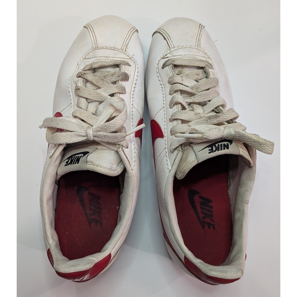 Nike Cortez Basic Sneakers Womens 8.5 White Red Blue 807471-103 Leather Low Top